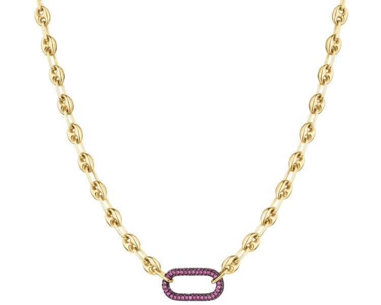 9 K Yellow Gold Necklace with Cubic Zirconia