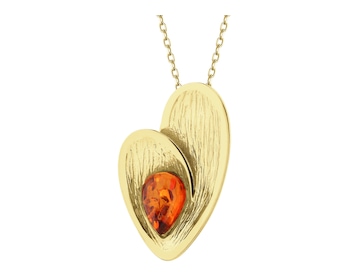 Gold-Plated Silver Pendant with Amber