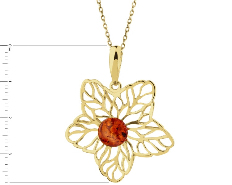 Gold-Plated Silver Pendant with Amber