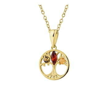 Gold-Plated Silver Pendant with Amber