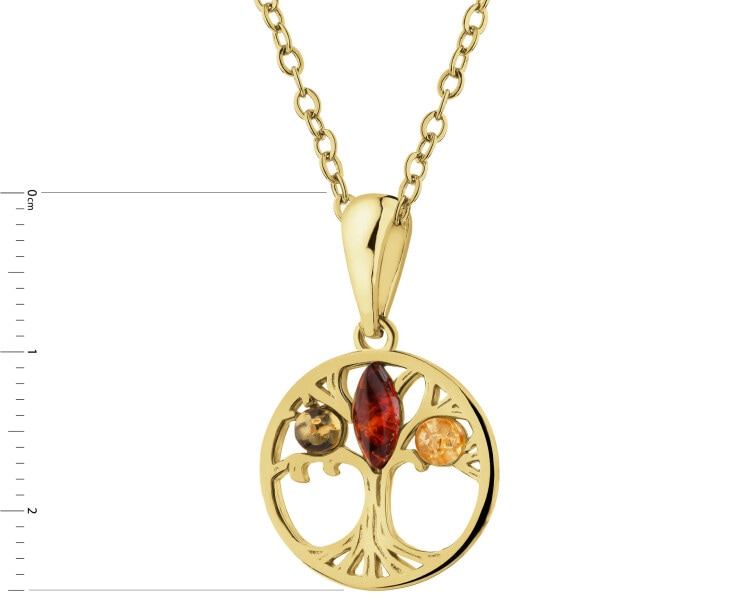 Gold-Plated Silver Pendant with Amber