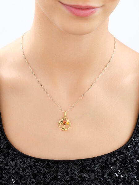 Gold-Plated Silver Pendant with Amber