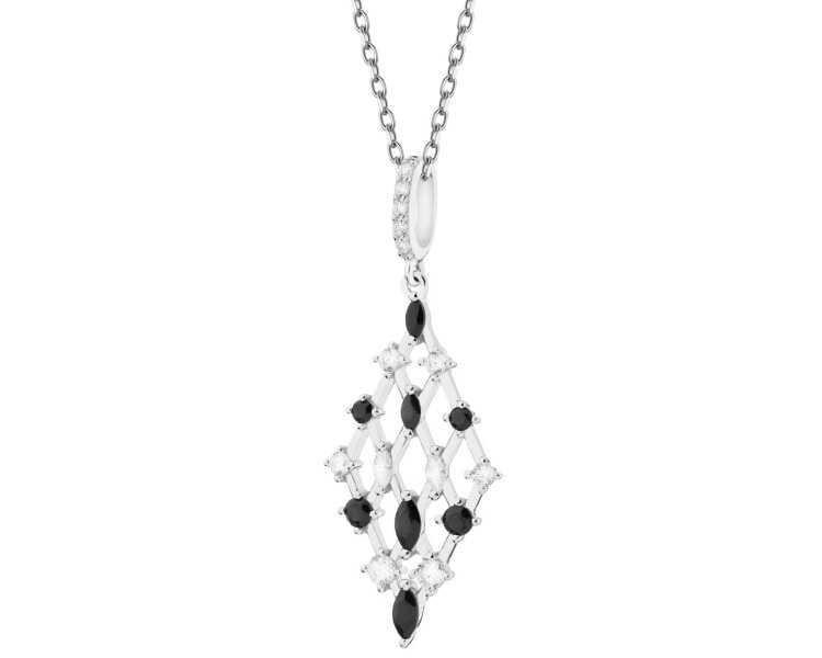 Rhodium Plated Silver Pendant with Cubic Zirconia