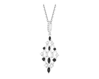 Rhodium Plated Silver Pendant with Cubic Zirconia