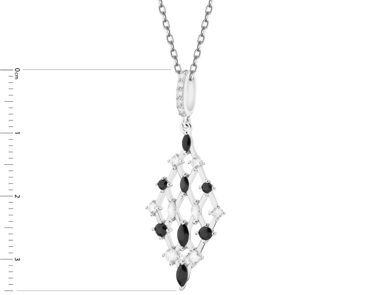 Rhodium Plated Silver Pendant with Cubic Zirconia
