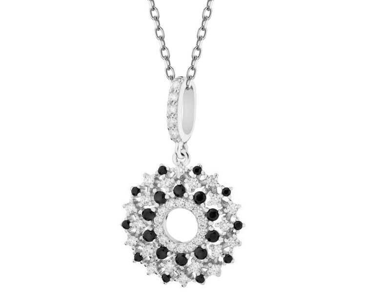 Rhodium Plated Silver Pendant with Cubic Zirconia