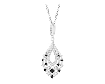 Rhodium Plated Silver Pendant with Cubic Zirconia