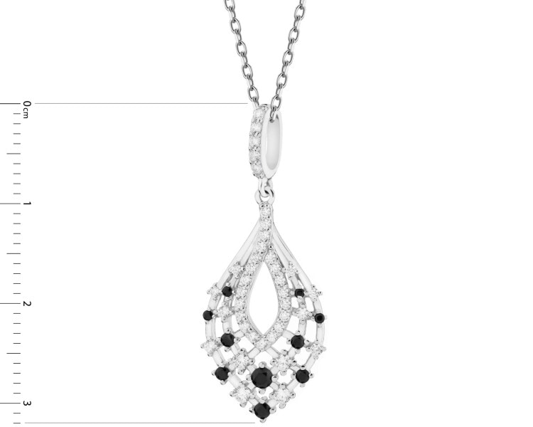 Rhodium Plated Silver Pendant with Cubic Zirconia