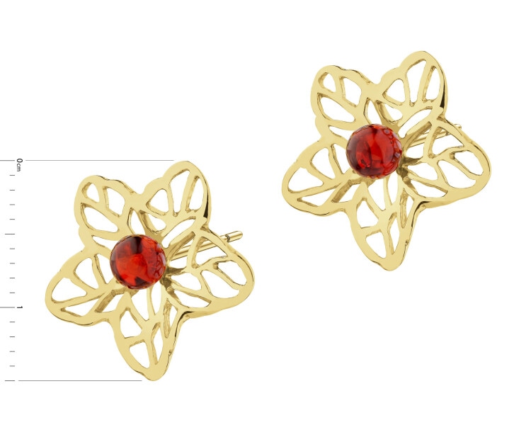 Gold-Plated Silver Earrings with Amber