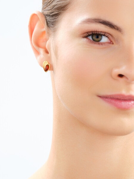 Gold-Plated Silver Earrings with Amber