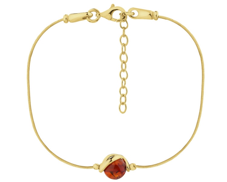 Gold-Plated Silver Bracelet with Amber