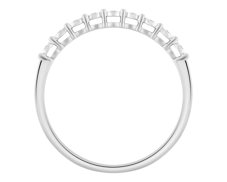 9 K Rhodium-Plated White Gold Band Ring with Diamonds - 0,03 ct - fineness 9 K