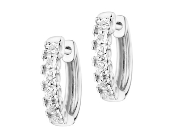 9 K Rhodium-Plated Yellow Gold Earrings with Diamonds - 0,03 ct - fineness 9 K