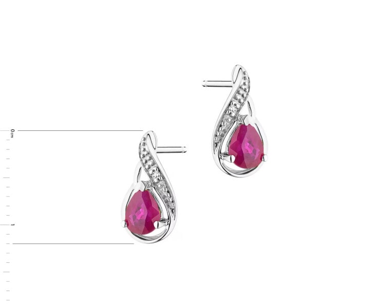 375 Rhodium-Plated White Gold Earrings with Diamonds - fineness 14 K