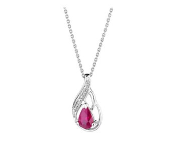 375 Rhodium-Plated White Gold Pendant with Diamond - fineness 14 K