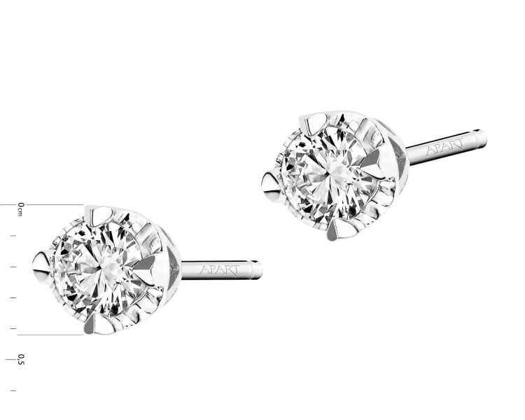 14 K Rhodium-Plated Yellow Gold Earrings with Diamonds - 0,24 ct - fineness 14 K