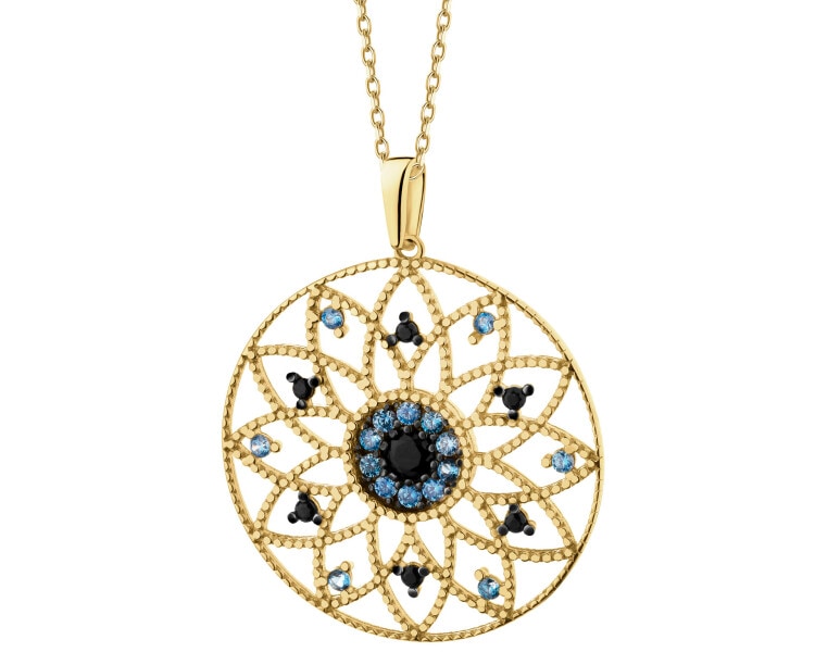 585 Yellow Gold/Black Rhodium Pendant with Cubic Zirconia