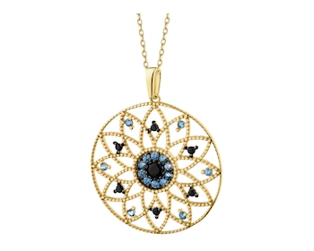 585 Yellow Gold/Black Rhodium Pendant with Cubic Zirconia