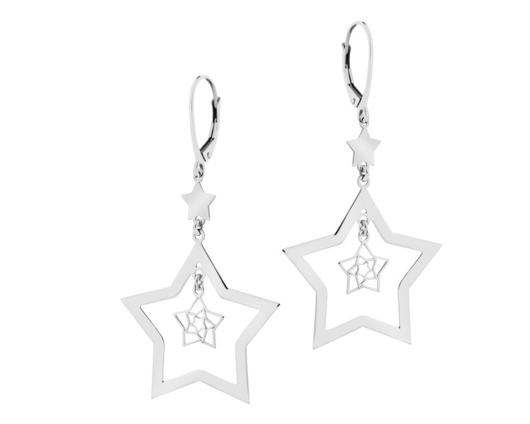 Rhodium Plated Silver Dangling Earring 