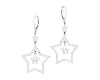 Rhodium Plated Silver Dangling Earring 