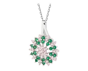 Rhodium Plated Silver Pendant with Cubic Zirconia