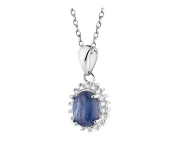 Rhodium Plated Silver Pendant with Kyanite