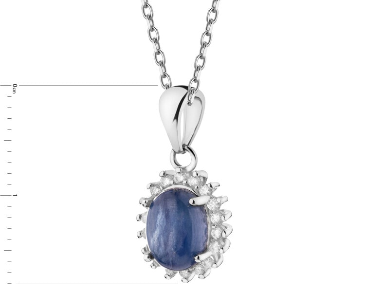 Rhodium Plated Silver Pendant with Kyanite