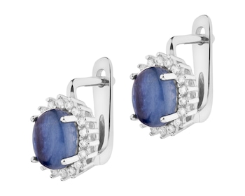 Rhodium Plated Silver Earrings with Kyanite