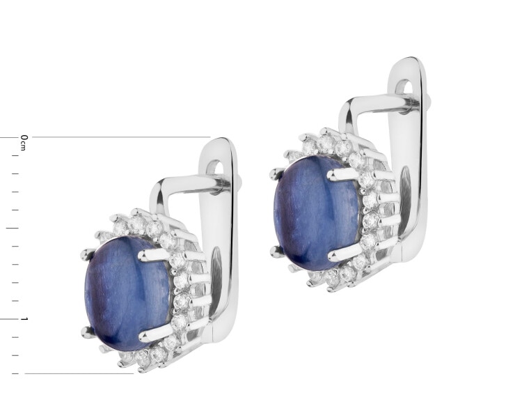 Rhodium Plated Silver Earrings with Kyanite