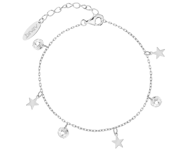 Rhodium Plated Silver Bracelet with Cubic Zirconia