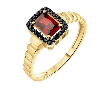 585 Yellow Gold/Black Rhodium Ring with Cubic Zirconia