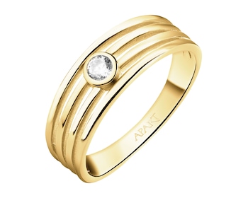 8 K Yellow Gold Band Ring with Cubic Zirconia