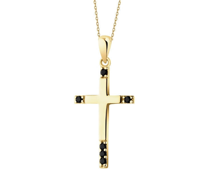 Gold pendant with zircons - cross