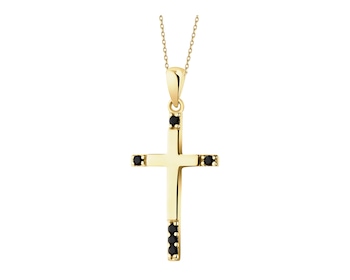 Gold pendant with zircons - cross