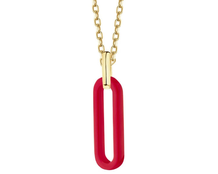 9 K Yellow Gold Pendant with Synthetic Coral