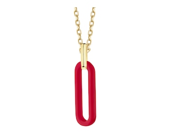 9 K Yellow Gold Pendant with Synthetic Coral