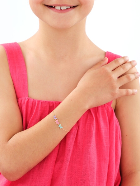 Złota bransoletka z emalią - motyle