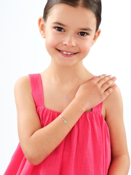 Złota bransoletka z emalią - motyle