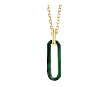 9 K Yellow Gold Pendant with Synthetic Malachite