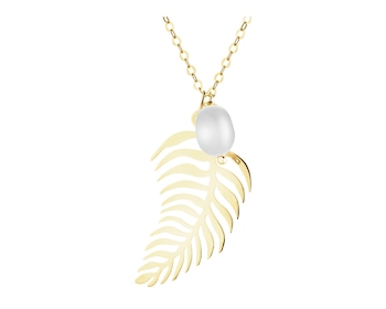 9 K Yellow Gold Necklace with Pearl