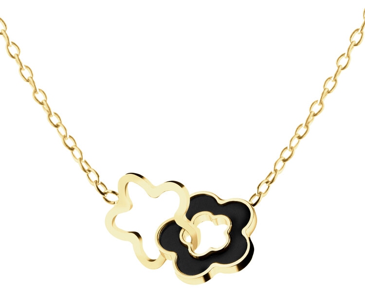 8 K Yellow Gold Necklace with Synthetic Onyx