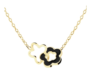 8 K Yellow Gold Necklace with Synthetic Onyx