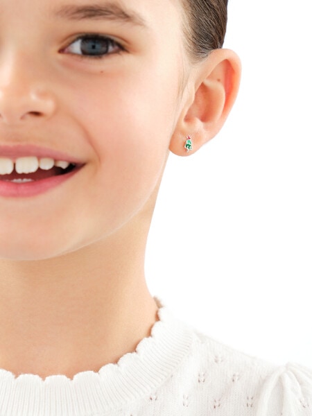 Kolczyki srebrne z emalią - choinki