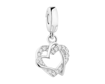 Rhodium Plated Silver Pendant with Cubic Zirconia