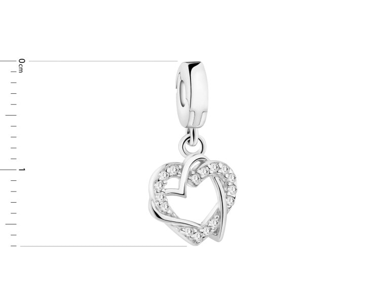 Rhodium Plated Silver Pendant with Cubic Zirconia