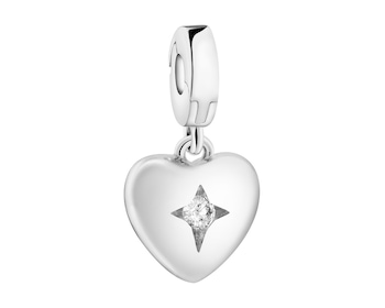 Rhodium Plated Silver Pendant with Cubic Zirconia