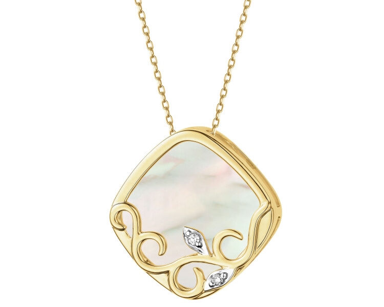 14 K Rhodium-Plated Yellow Gold Pendant  - fineness 14 K