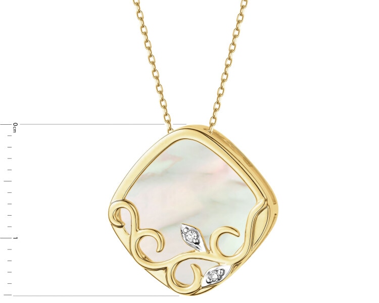 14 K Rhodium-Plated Yellow Gold Pendant  - fineness 14 K