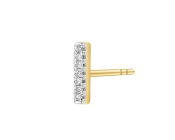 9 K Rhodium-Plated Yellow Gold Earring with Diamonds - 0,01 ct - fineness 9 K