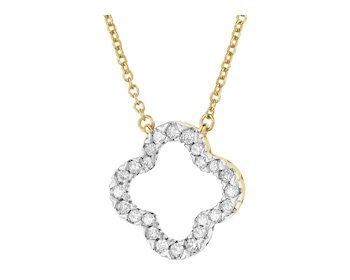 14 K Rhodium-Plated Yellow Gold Necklace with Diamonds - 0,15 ct - fineness 14 K